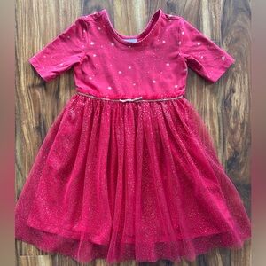 Hanna Andersson Red Gold Glitter Stars Tutu Dress 120 6 7 Years Short Sleeve